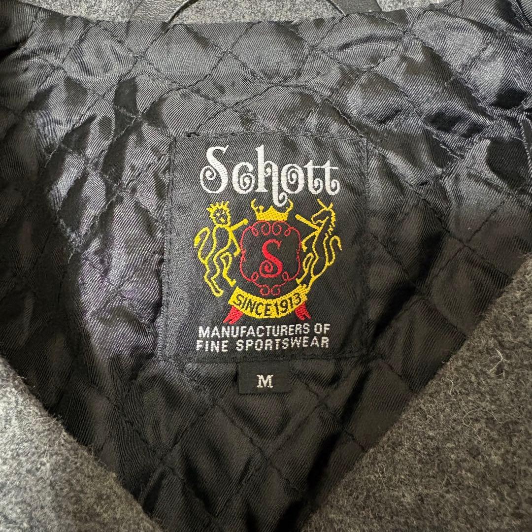 激レア【Schott】ダブルライダース レザー ウール切り替え ブラック グレー