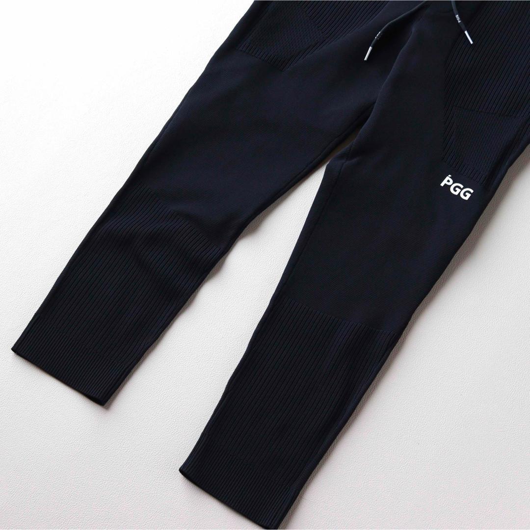 5459【極美品】パーリーゲイツ ニットパンツ バッグロゴ PGGネイビー