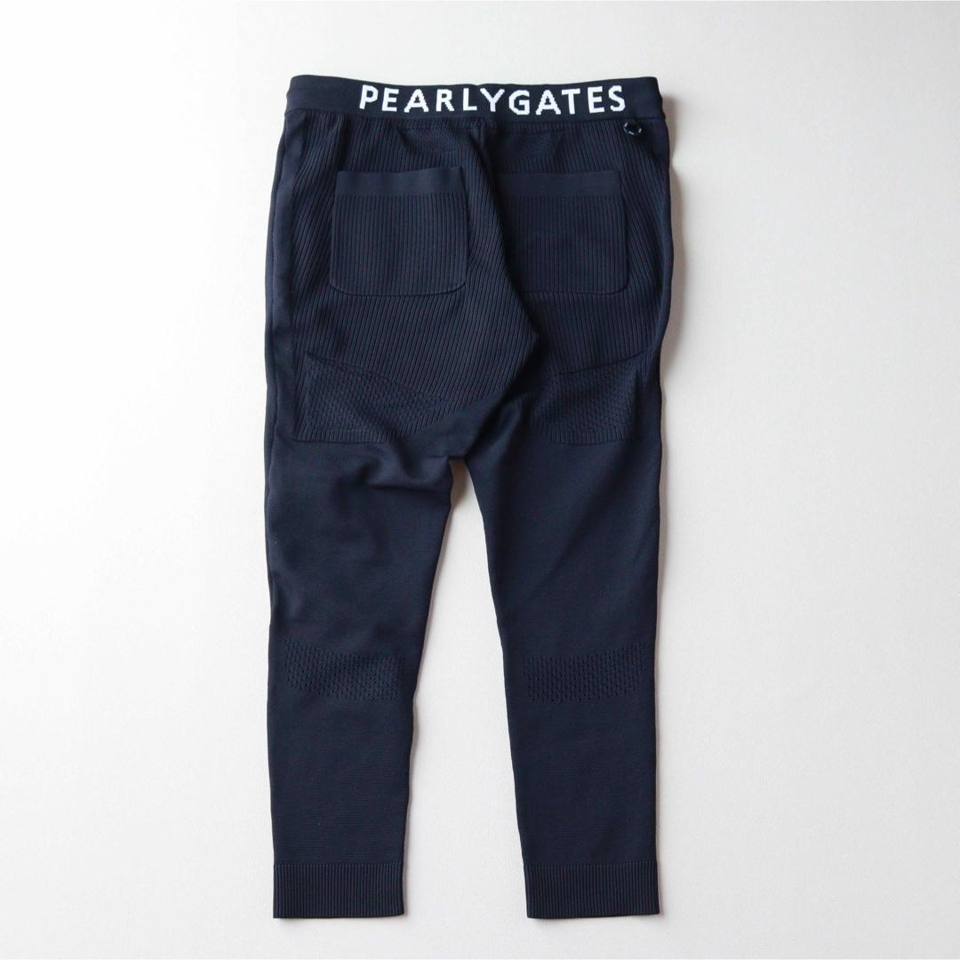 5459【極美品】パーリーゲイツ ニットパンツ バッグロゴ PGGネイビー