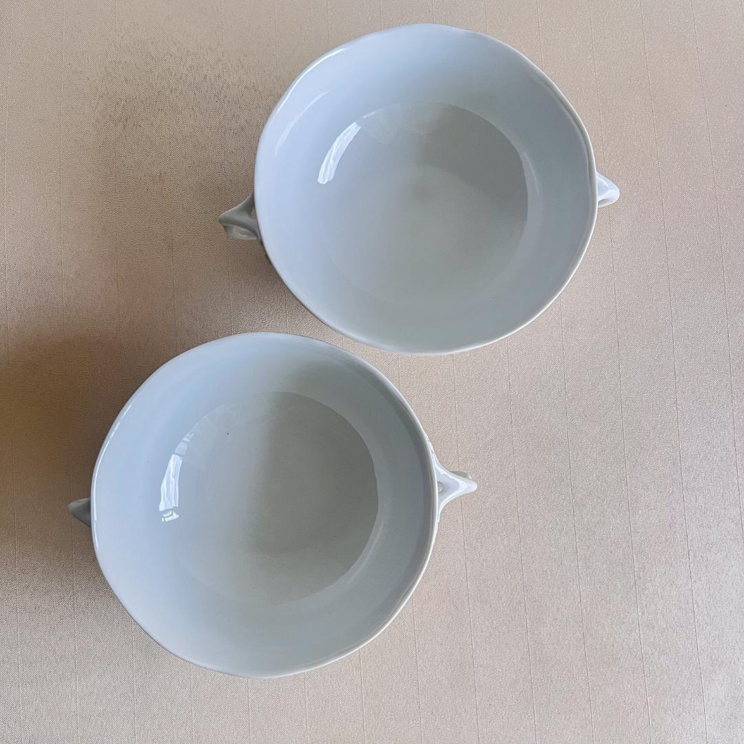 ★新品未使用★CESKY PORCELAN ダブルハンドル　スープボール2点