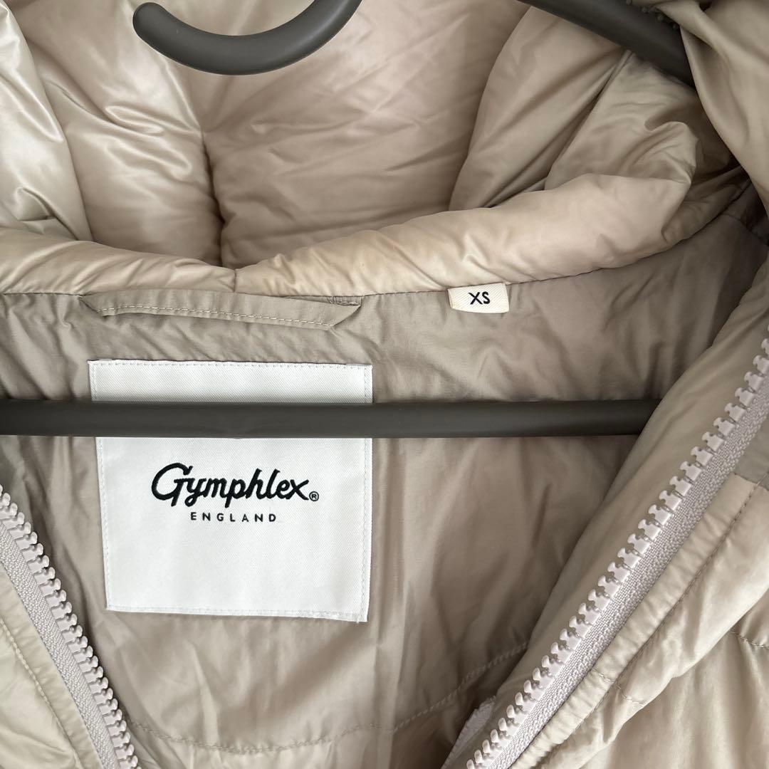 Gymplex ベージュ ダウンベスト フード付き