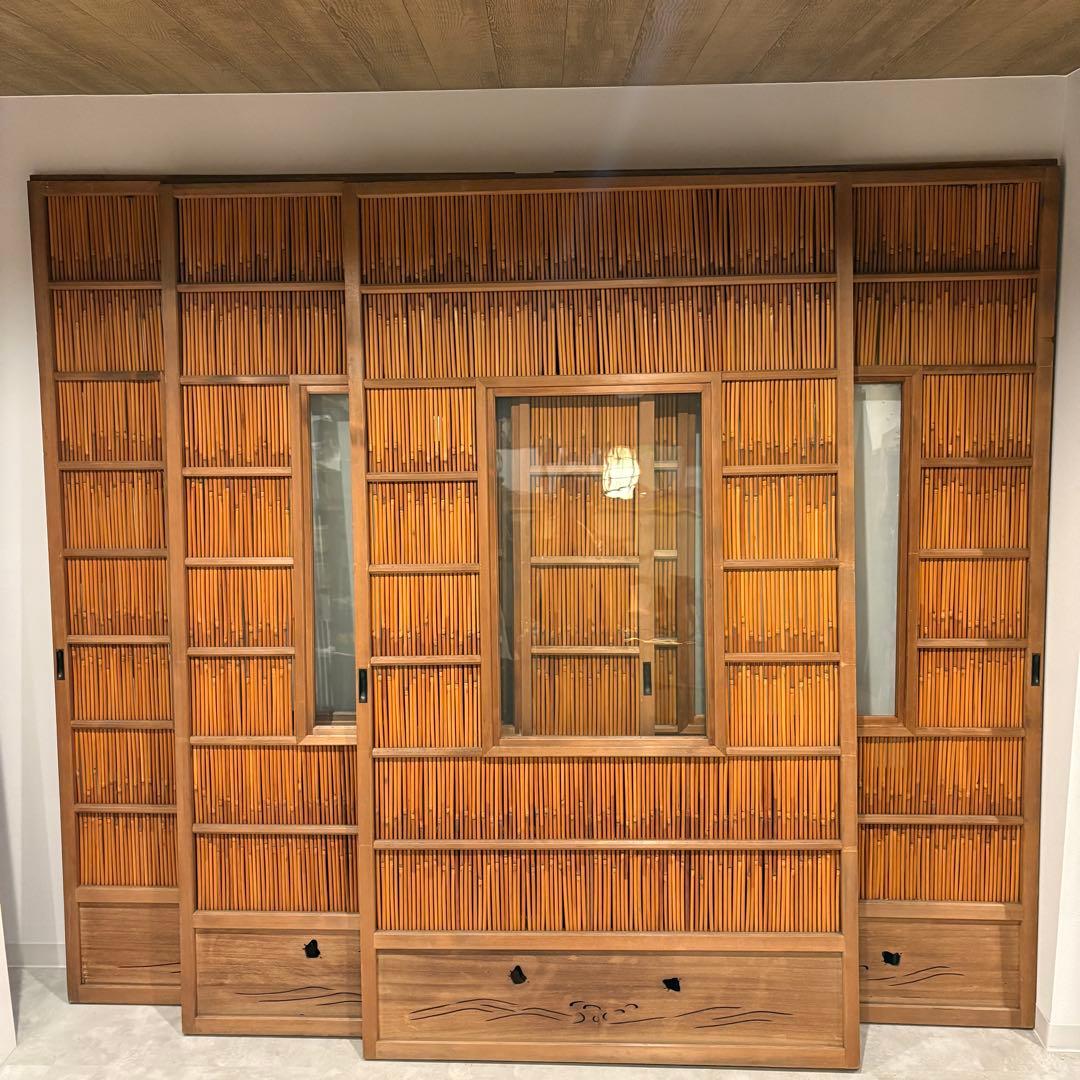 古い建具 ガラス戸 1枚 簾戸 すど 葦戸よしど 夏障子 御簾戸 1/4