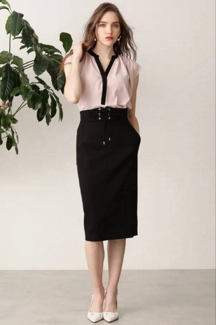 ピンキー＆ダイアン◆バイカラーブラウス＆フロントレースアップスカート◆2点セット