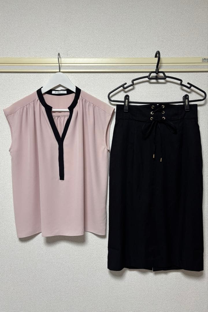 ピンキー＆ダイアン◆バイカラーブラウス＆フロントレースアップスカート◆2点セット