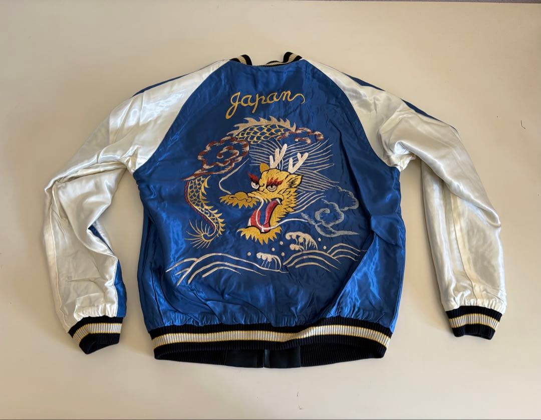 テーラー東洋　スーベニアジャケット　ホワイトタイガーxゴールドドラゴン　サイズL