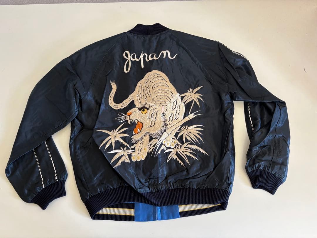 テーラー東洋　スーベニアジャケット　ホワイトタイガーxゴールドドラゴン　サイズL
