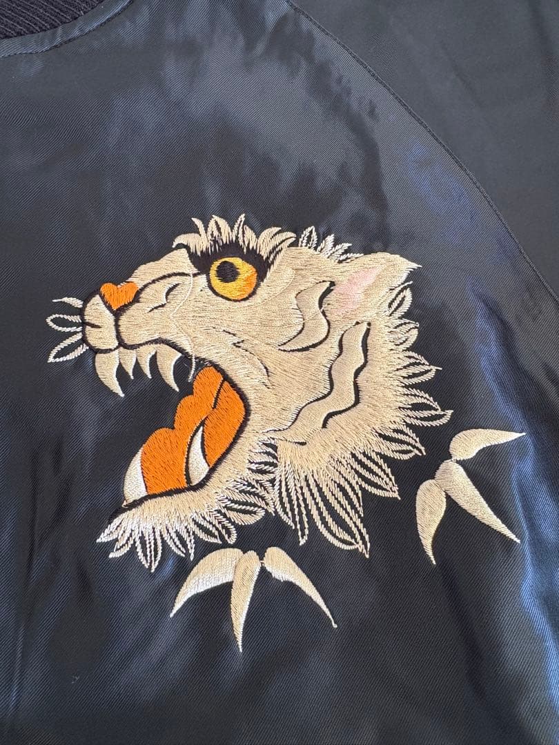 テーラー東洋　スーベニアジャケット　ホワイトタイガーxゴールドドラゴン　サイズL