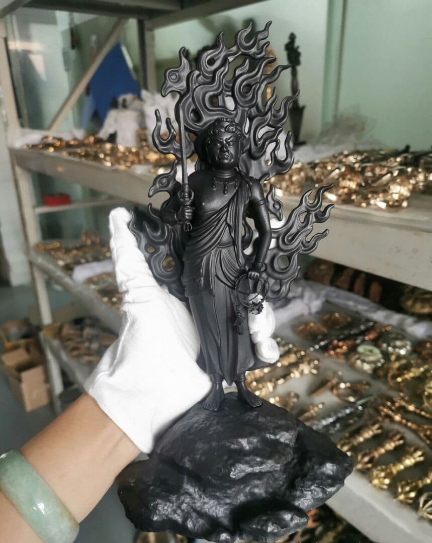 大型高30cm 豪華！仏像不動明王立像 銅製品 仏教美術品 真言宗 彫刻
