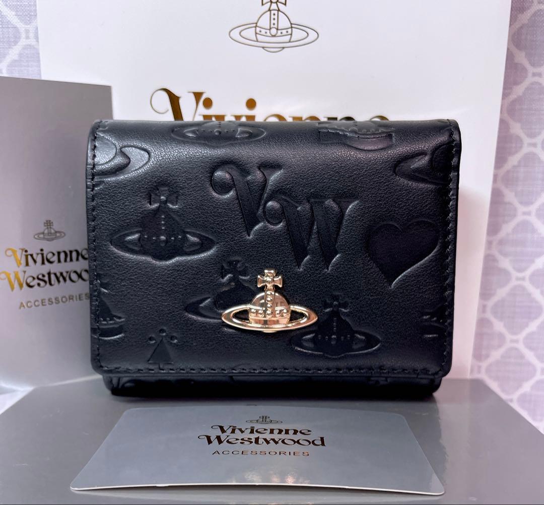 【最新❤︎新品】ヴィヴィアン・ウエストウッド　三折財布 マットブラック
