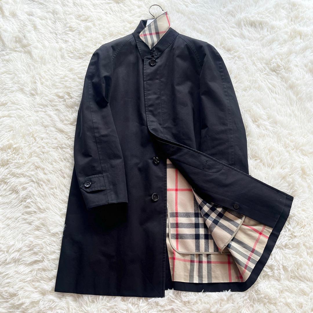 美品　撥水加工　バーバリー　ステンカラーコート　ライナー付き　ノバチェック