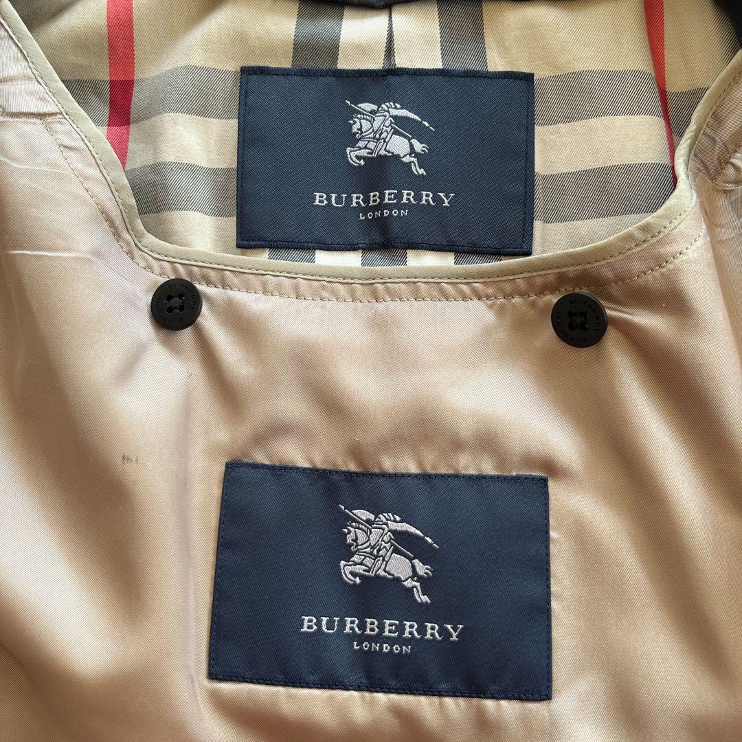 美品　撥水加工　バーバリー　ステンカラーコート　ライナー付き　ノバチェック