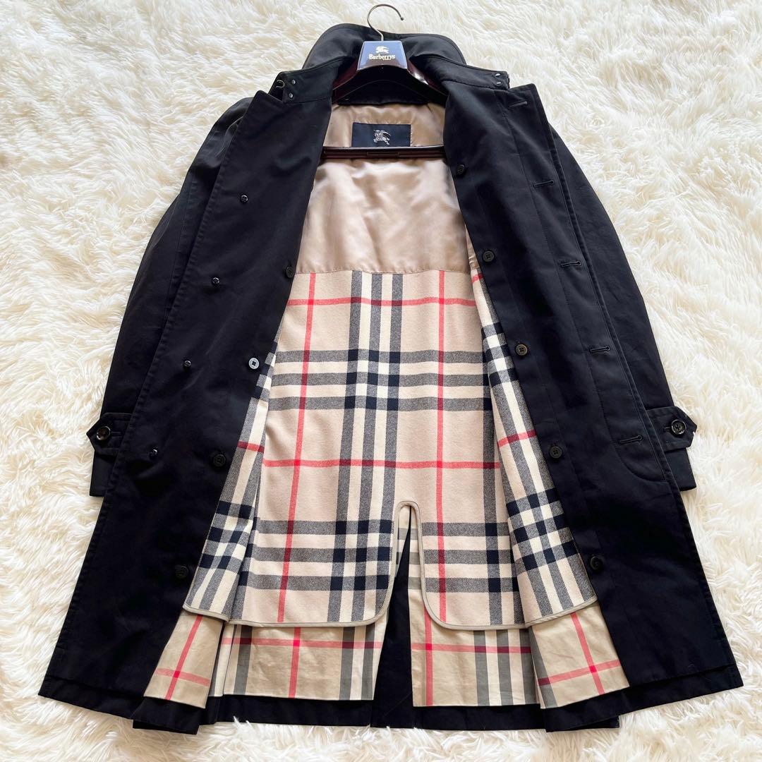 美品　撥水加工　バーバリー　ステンカラーコート　ライナー付き　ノバチェック