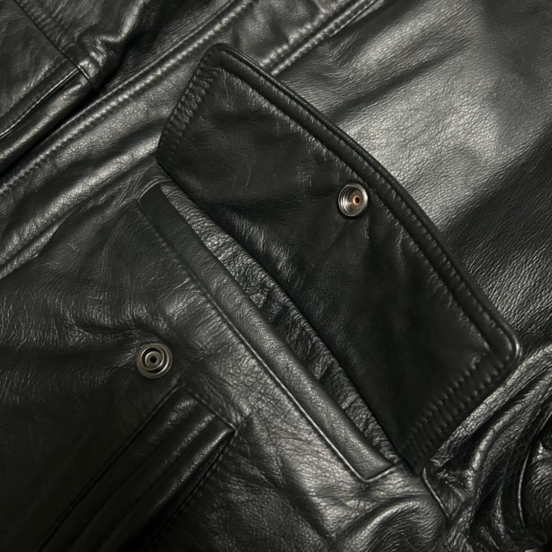 未使用級 90's DURANTE レザージャケット 本革 ボンバー ブラック