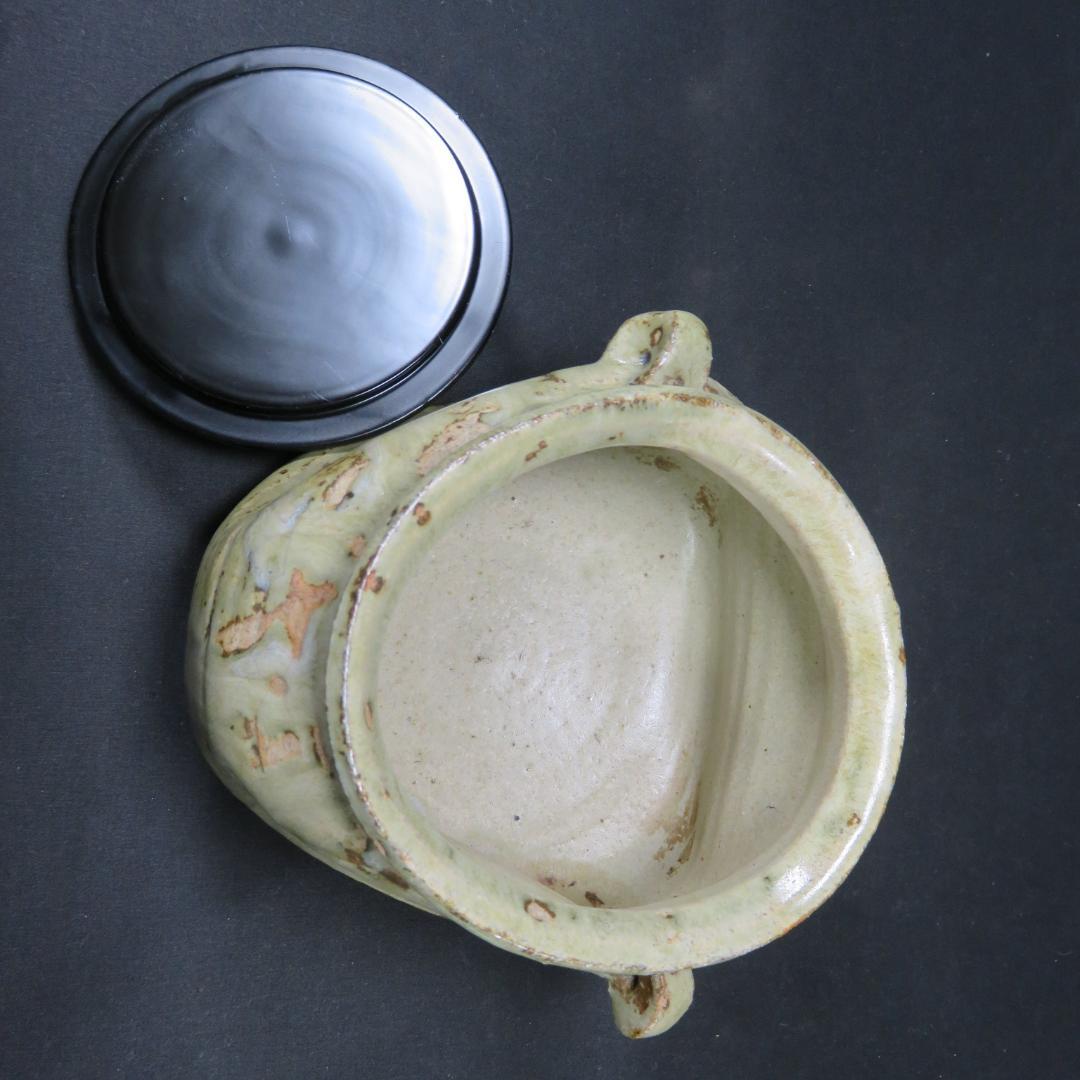唐津水指 水差 変形 三角 木箱 耳付き 茶道具 茶器 お稽古