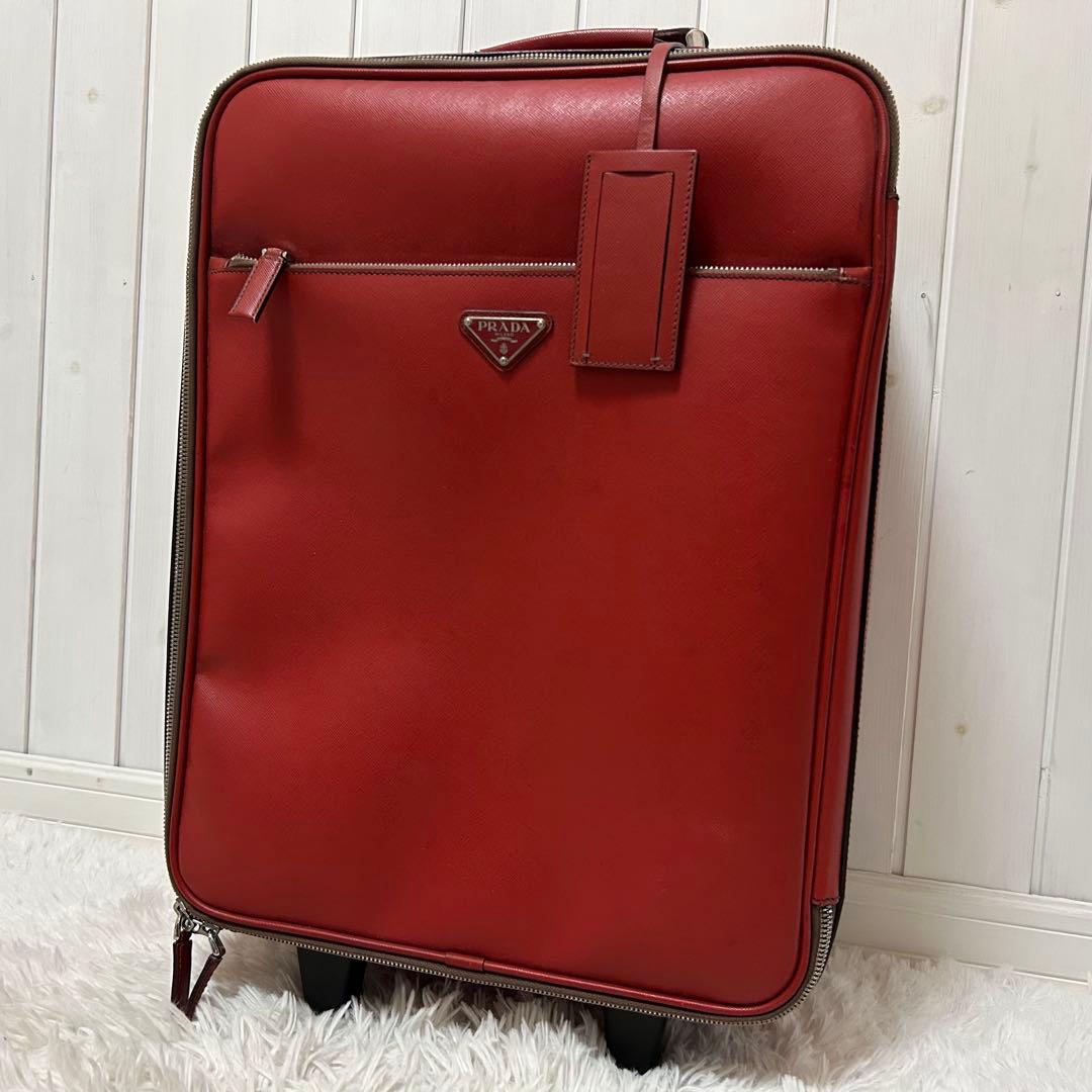 PRADA プラダ　トライアングルロゴ　キャリーケース　サフィアーノ レッド