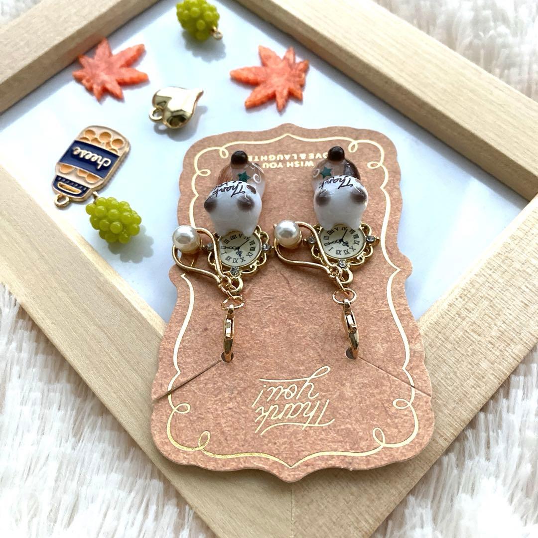 ☆時計がオシャレCafe猫ちゃんチャーム☆