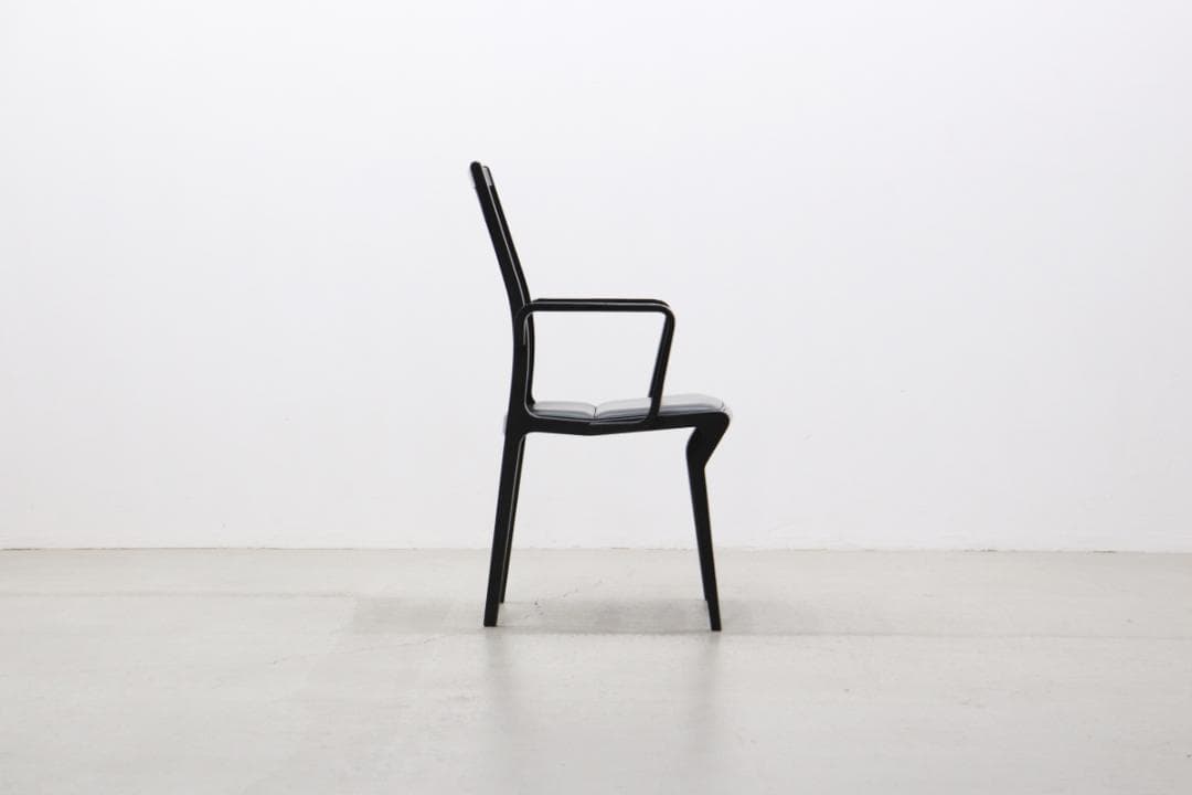 在庫4脚 天童木工 アーム 本革 ダイニングチェア ヴィンテージ レトロ 黒 1