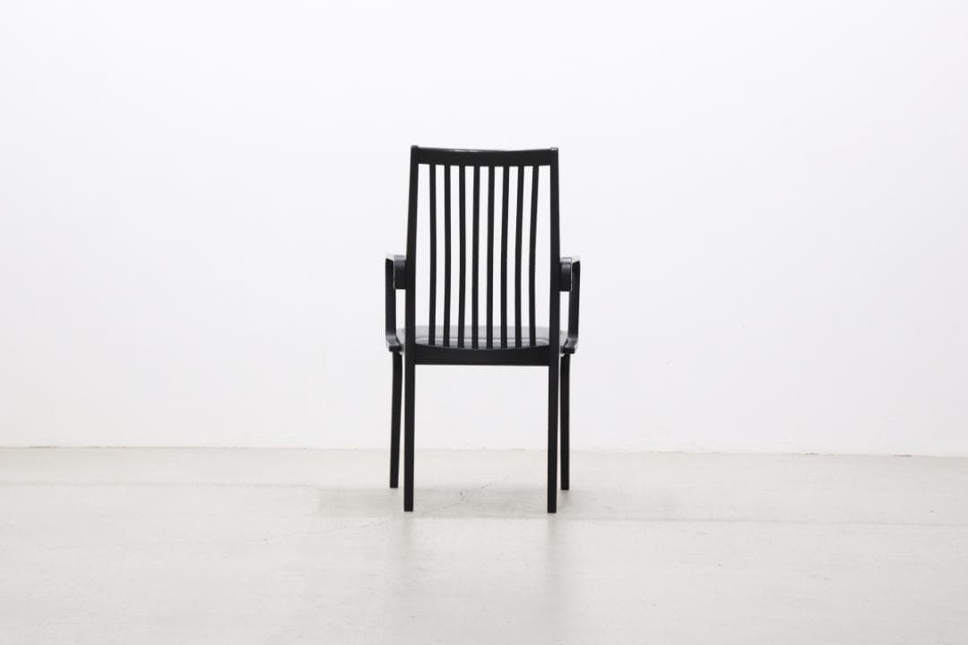 在庫4脚 天童木工 アーム 本革 ダイニングチェア ヴィンテージ レトロ 黒 1