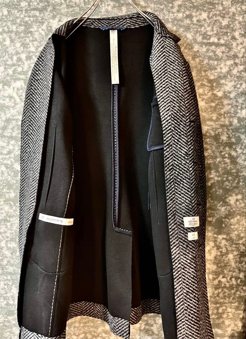 MASON'Sメイソンズ ヘリンボーン ニットコート チェスターコート イタリア