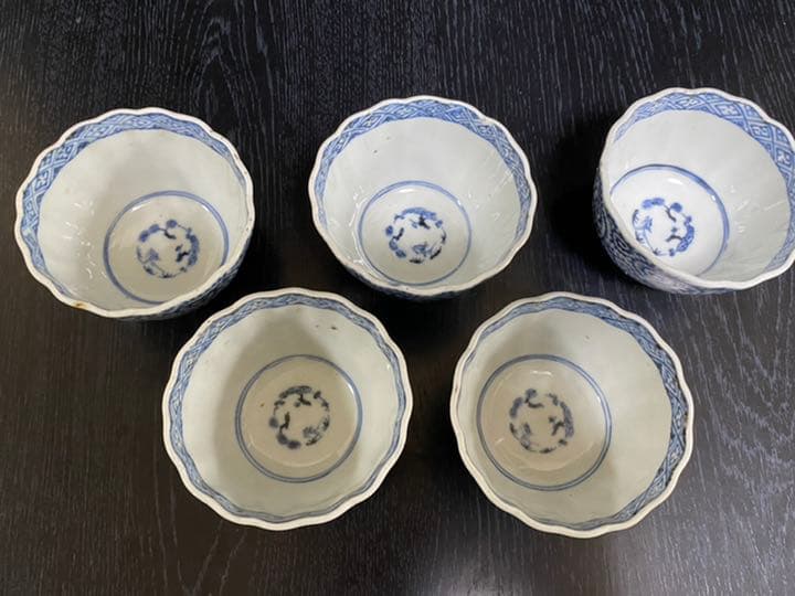 古伊万里　蛸唐草向付　５客揃