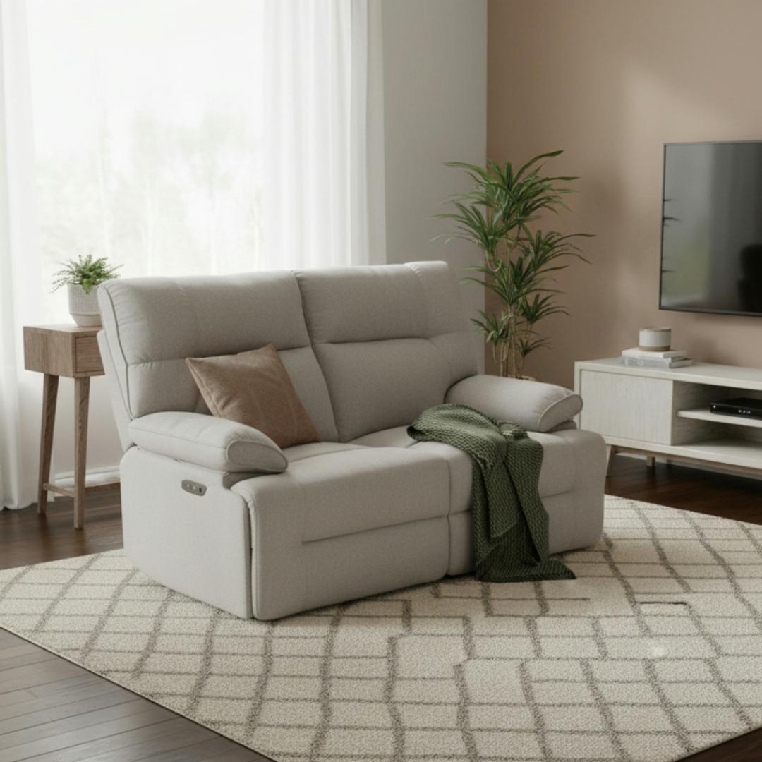 電動リクライニングチェア リクライニングソファ 2人掛け ファブリック 一体型