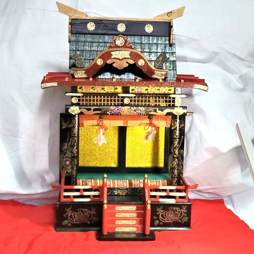 昭和の雛人形　ひな祭り　御殿飾り雛人形　高さ57cm　要スペース40×30cm超