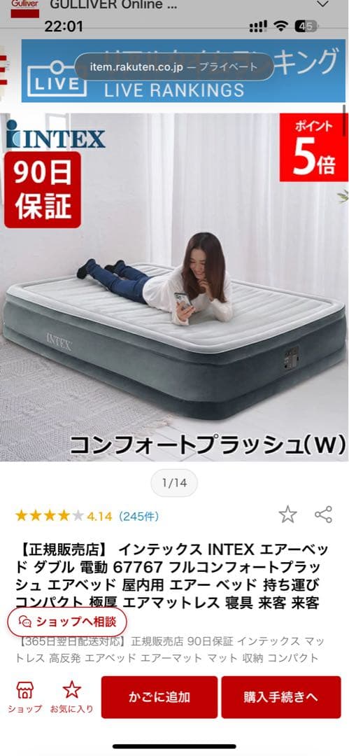 インテックス INTEX エアーベッド ダブル 電動 67767