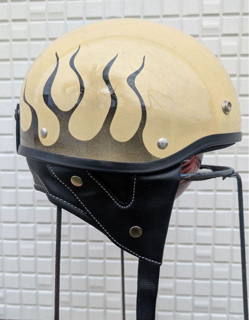 【最終値下げ中】フレイムデザイン 半帽ヘルメット 半キャップ エイジング ヤレ感