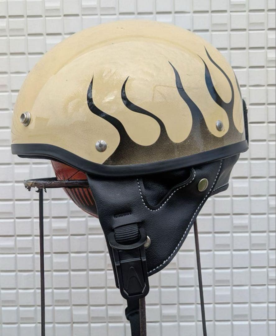 【最終値下げ中】フレイムデザイン 半帽ヘルメット 半キャップ エイジング ヤレ感