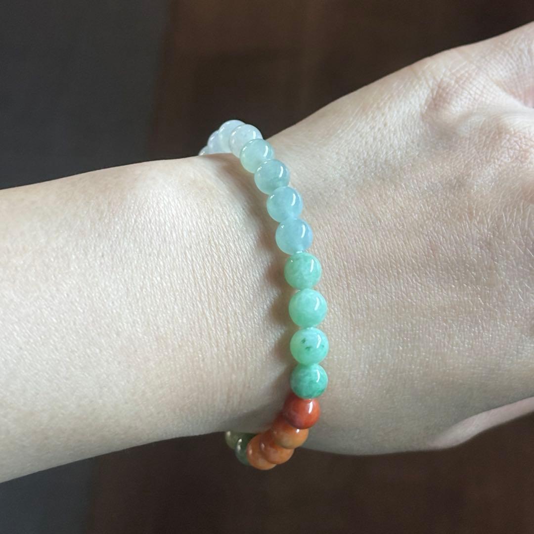 ミャンマー産天然本翡翠　A貨　氷種　糯種　七色　ブレスレット