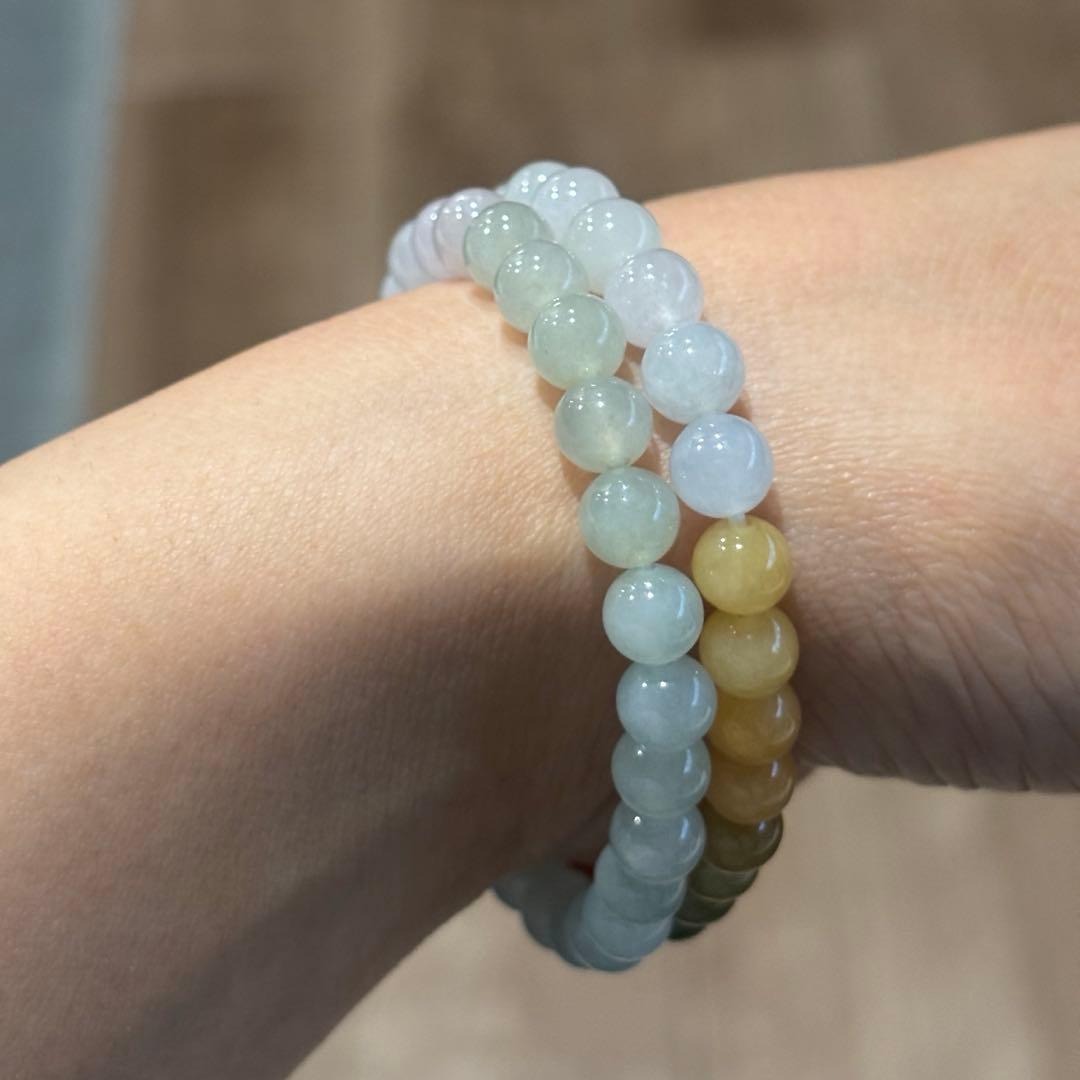 ミャンマー産天然本翡翠　A貨　氷種　糯種　七色　ブレスレット