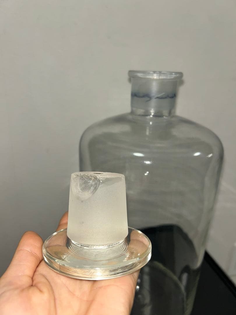 フランス　アンティーク　レア品　特大サイズ薬局　ガラス瓶　蓋つき