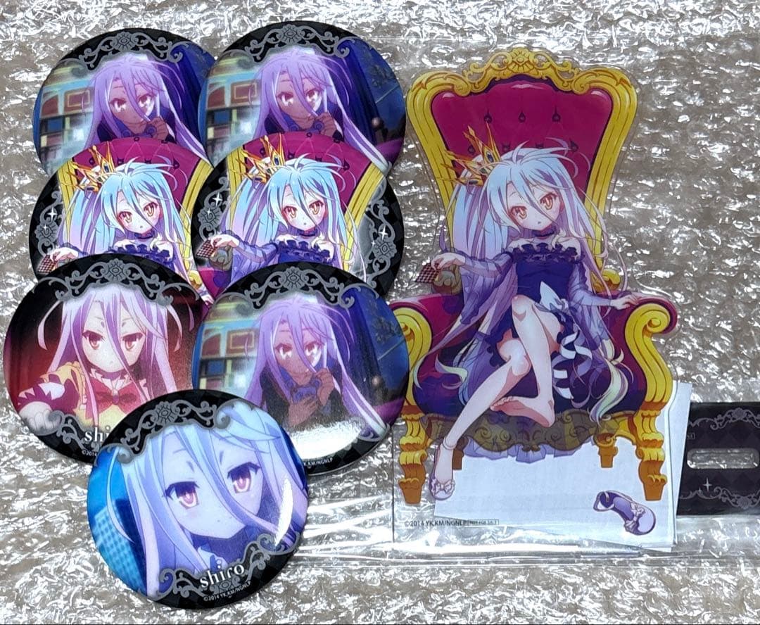 ノーゲーム・ノーライフ ラッキー缶バッジくじ 白 シロ BIGアクリルスタンド