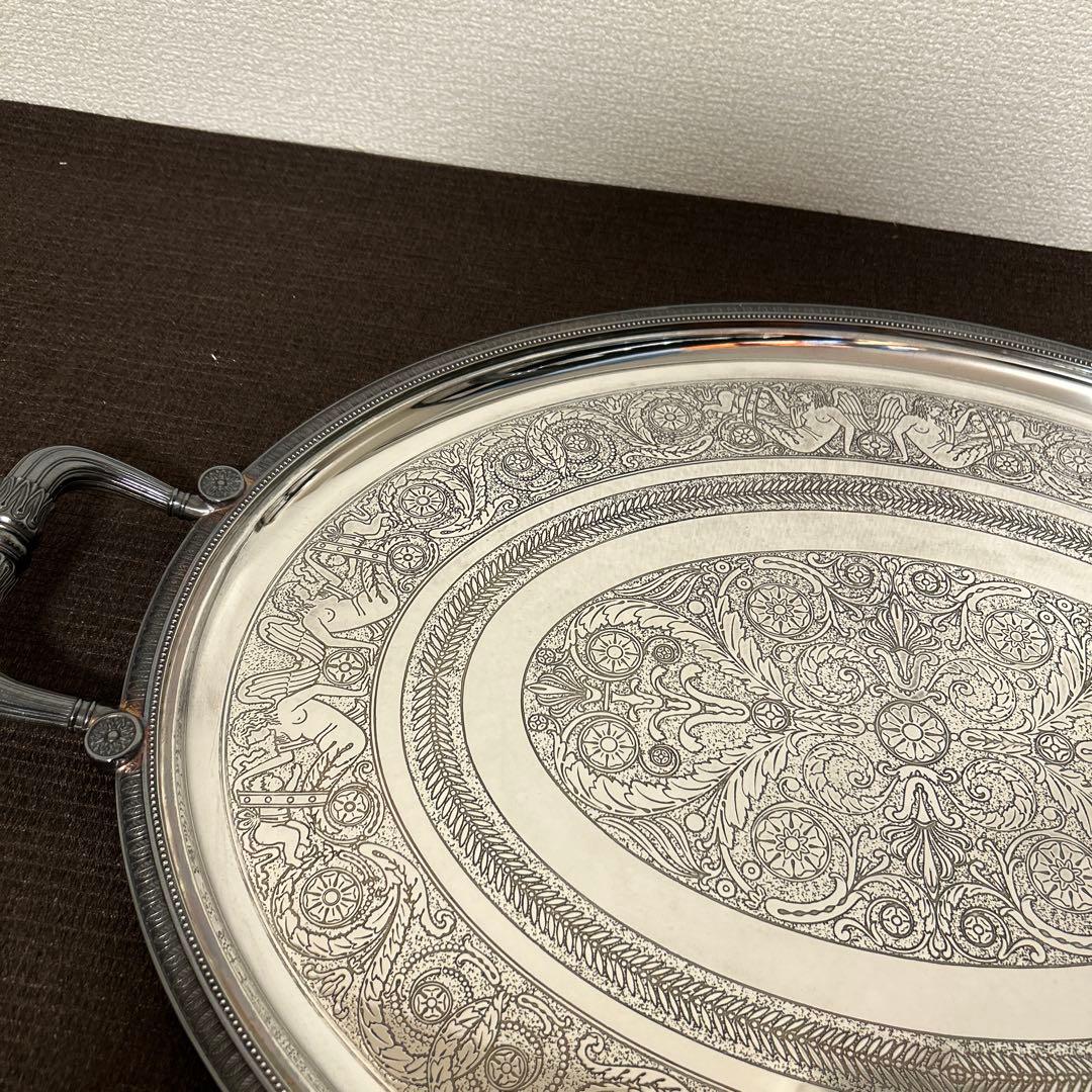 クリストフル　オーバルトレイ　サービスプレート　　シルバー　精巧細工
