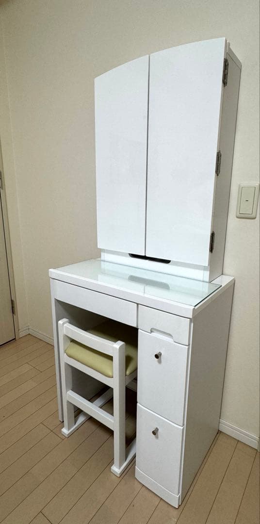 【送料込】NITORI ホワイトドレッサー・鏡台 三面鏡　椅子別売り