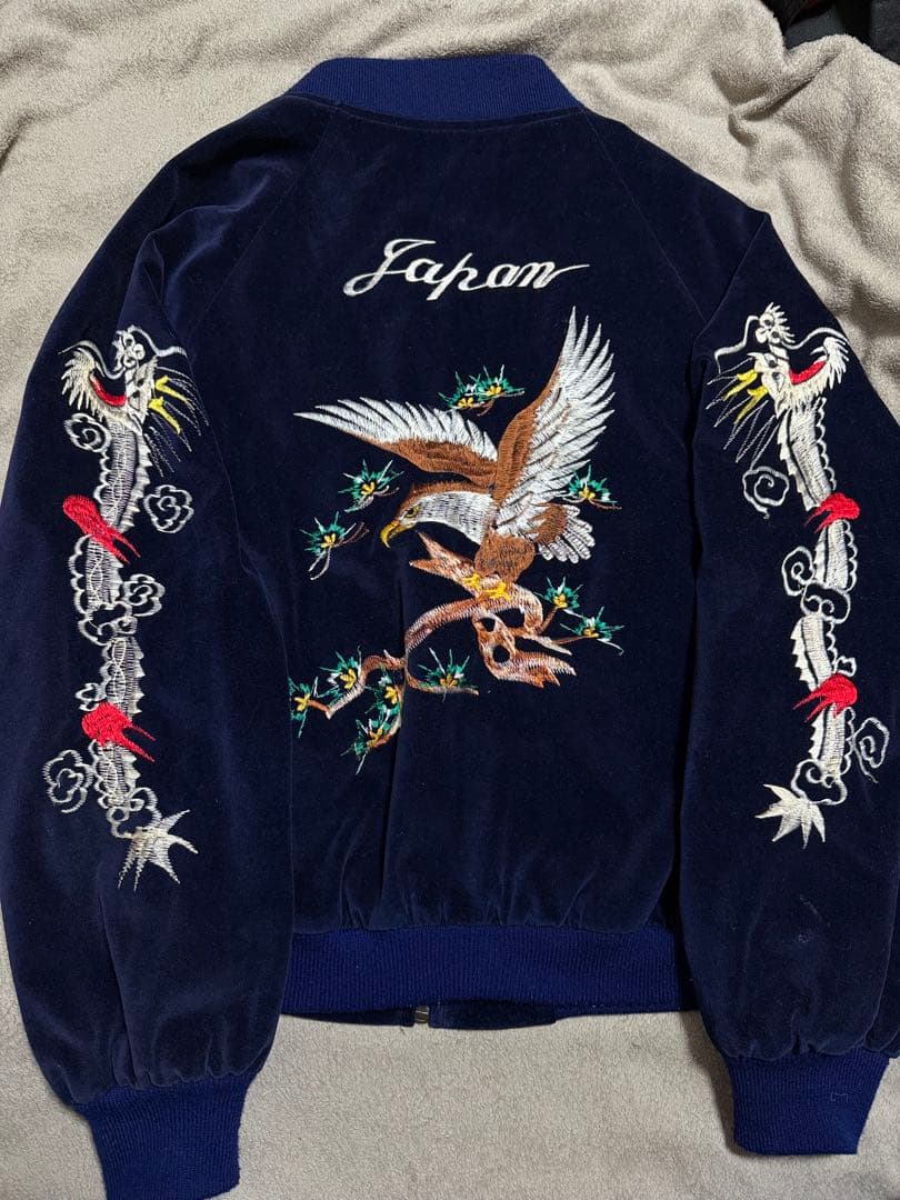 別珍 Vintage 90s 日本限定 スカジャン 鷹 龍 unisex YKK