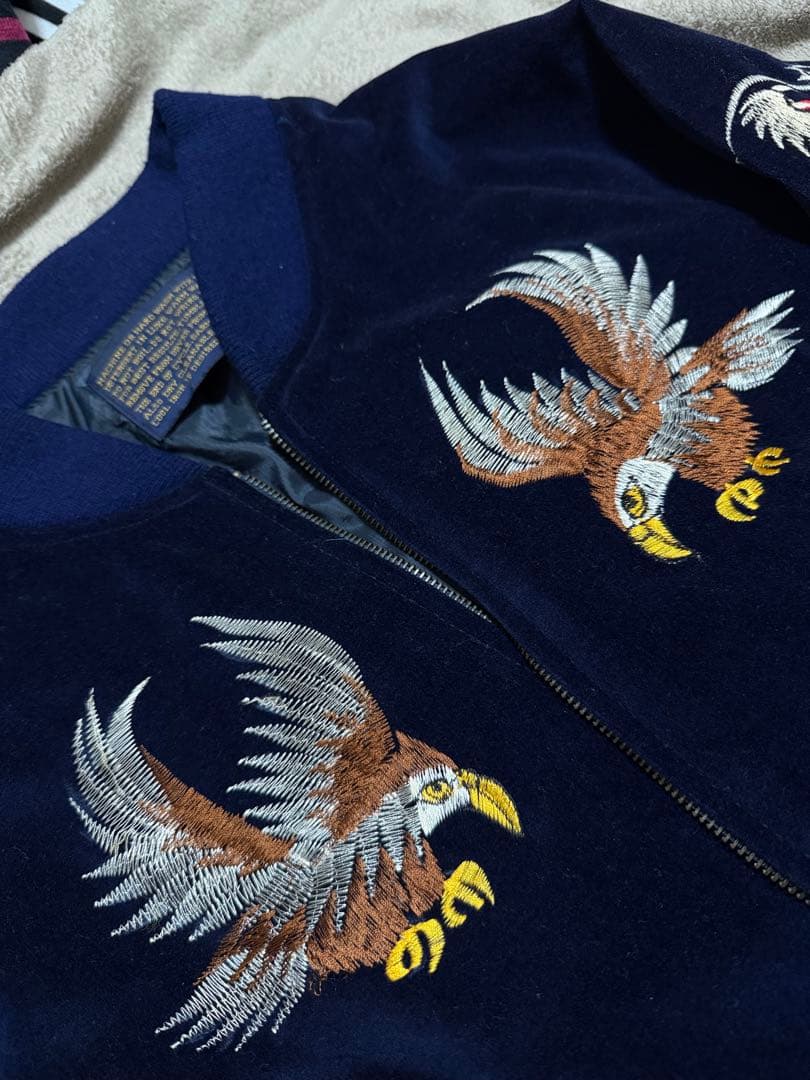 別珍 Vintage 90s 日本限定 スカジャン 鷹 龍 unisex YKK