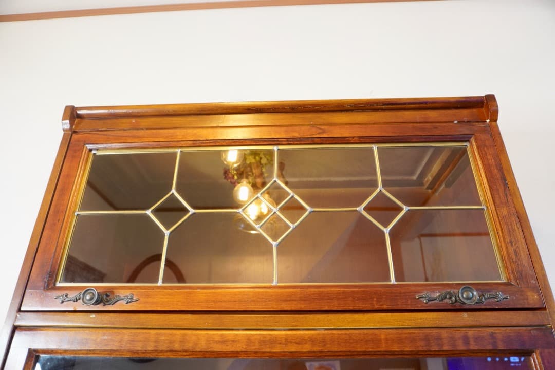 英国アンティーク調 ブックケース フラップ式扉