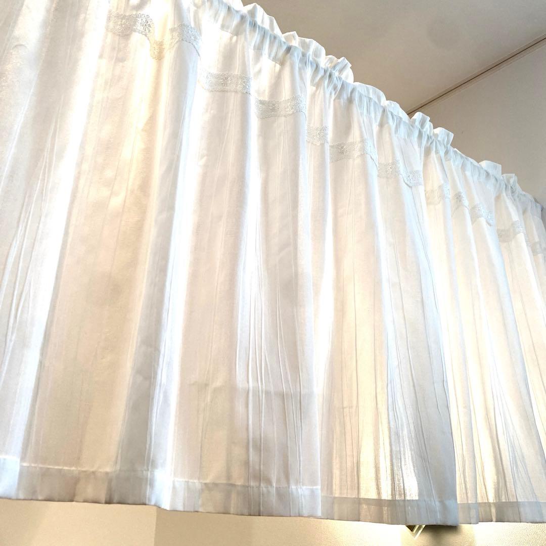 カフェカーテン✿*:❛ねむ❕❜刺繍レース✩.*ハンドメイド*:..。♡*゜