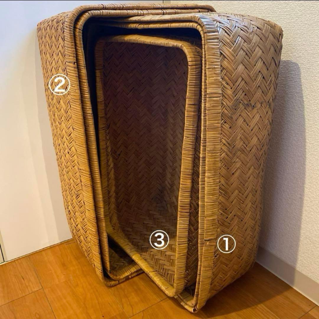 【最終価格】 ① 竹行李 柳ごおり昭和レトロ 葛籠 竹細工 大籠 箪笥カゴ