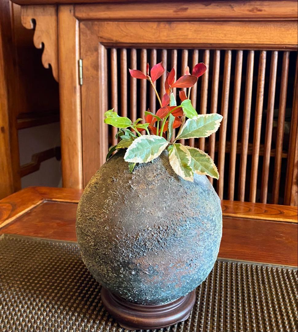 古美術　薪窯常滑焼　一輪挿し・花器　 4点セット ヴィンテージ　レア