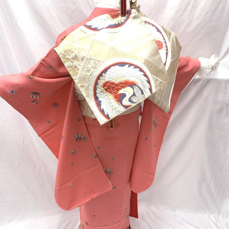 508aj26■ジュニア着物 十三参り 卒業式 縮緬 鞠 ピンク 推し色■