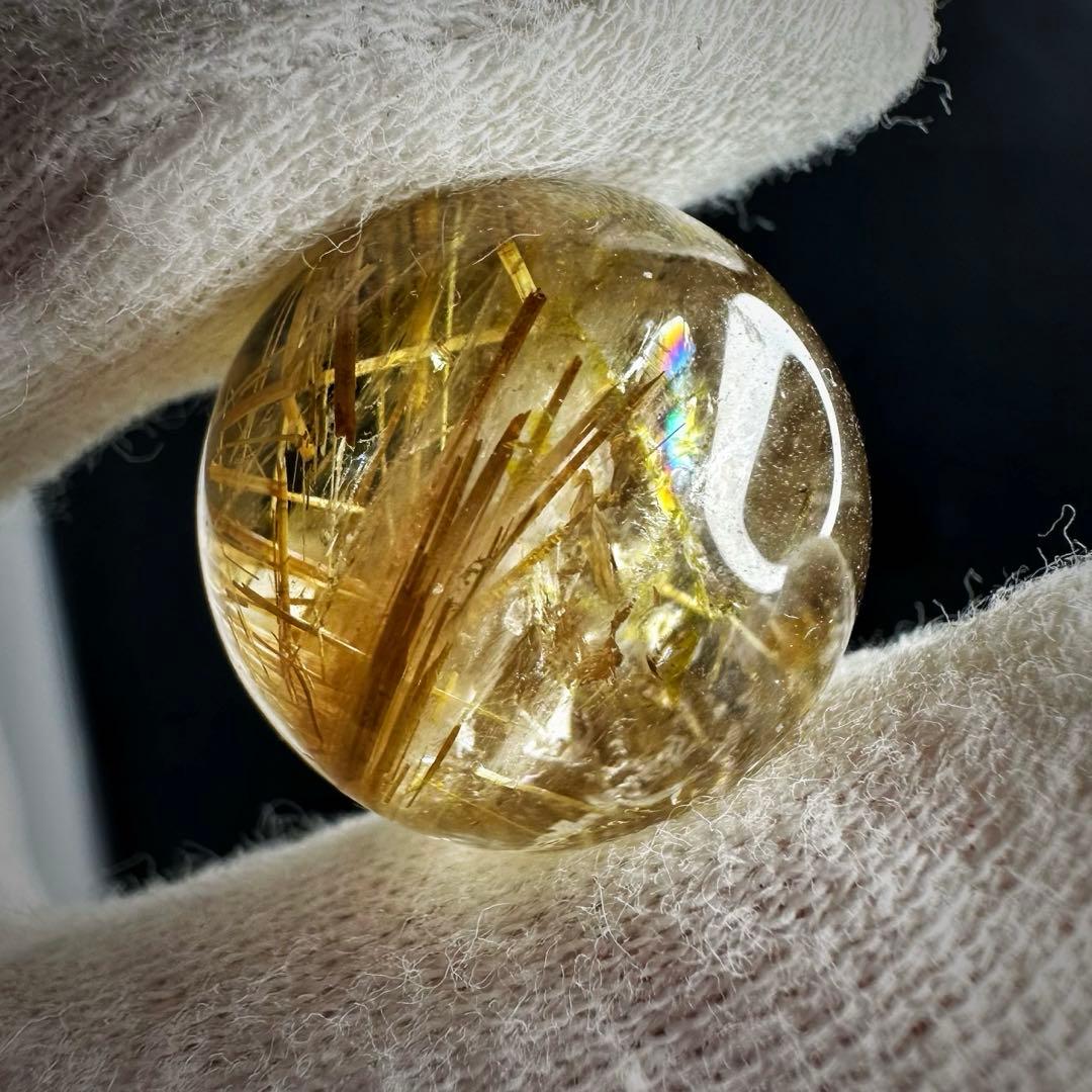 【財運・金運・事業運up❗️】レインボー☆タイチンルチル 丸玉 スフィアA1037