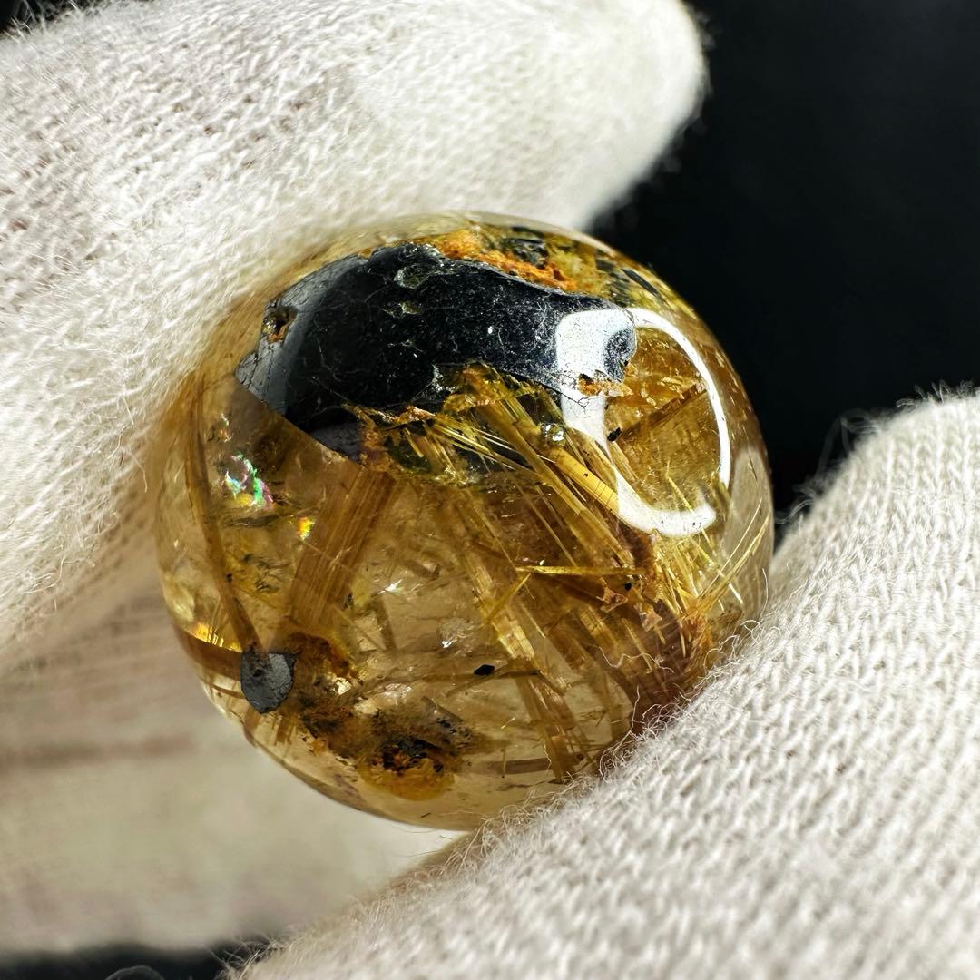 【財運・金運・事業運up❗️】レインボー☆タイチンルチル 丸玉 スフィアA1037