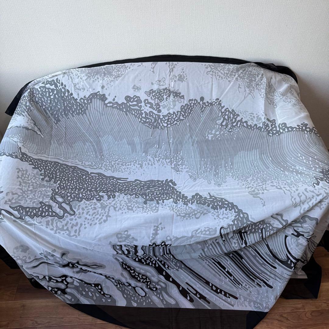 エルメス カレ ショール スカーフ ウェーブ柄 コットン ブラック 大判ストール