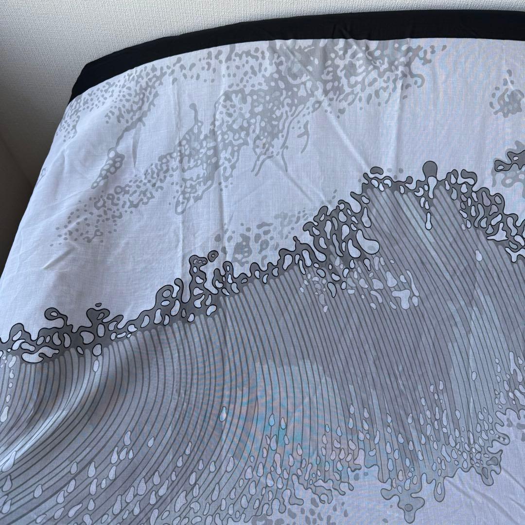 エルメス カレ ショール スカーフ ウェーブ柄 コットン ブラック 大判ストール