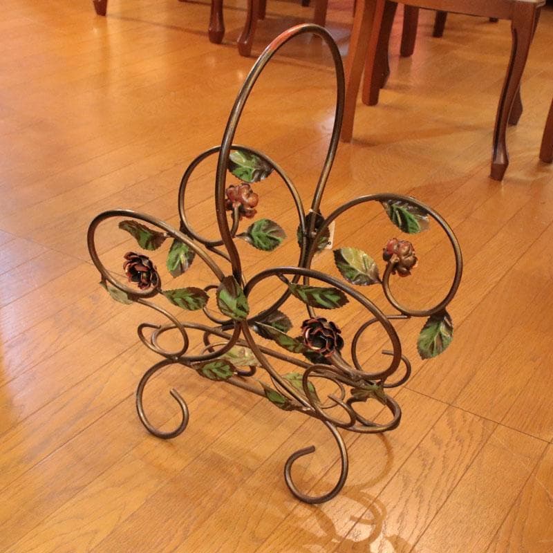 イタリア製 マガジンラック ロートアイアン ローズ 602-P23