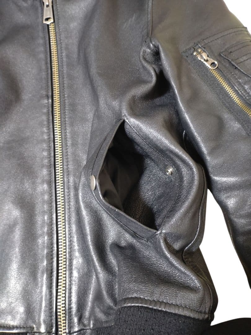 美品 JACKROSE 本革 レザージャケット ブラック M〜L ダブルジップ