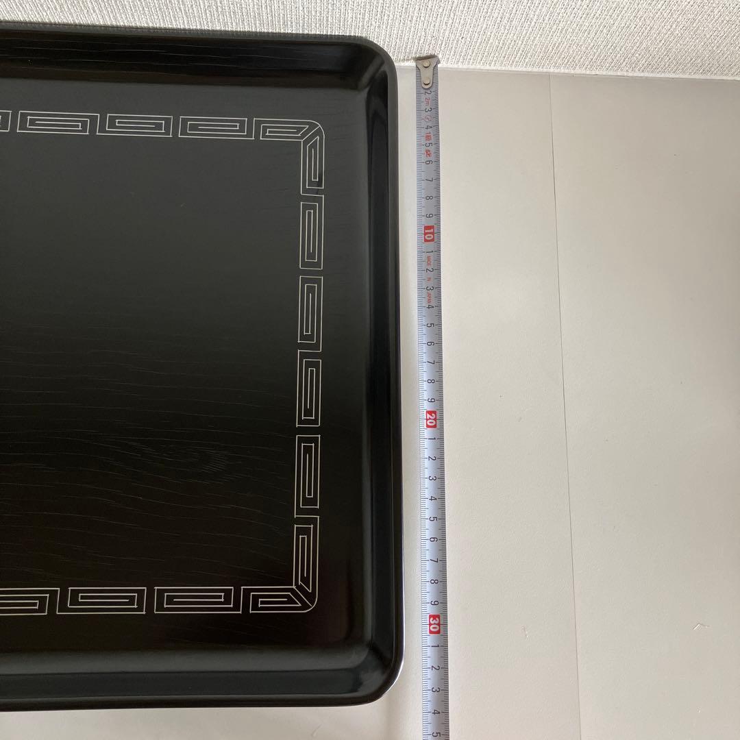 輪島塗　漆器　角盆と茶托5枚　雷紋