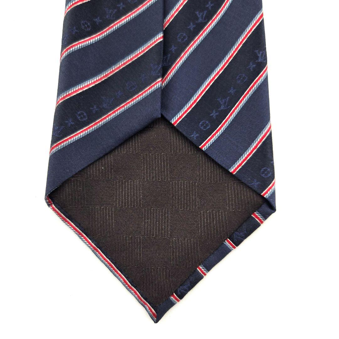 極美品　LOUIS VUITTON　ルイヴィトン　シルク　ネクタイ　ネイビー